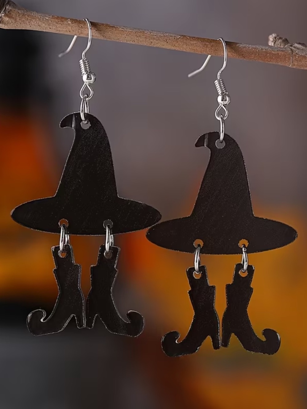Black Witch Hat & Boots Dangle Earrings - Women Jewelry